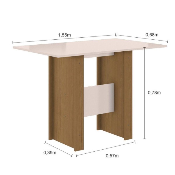 Encontraproduto.com.br - Mesa de Jantar com 4 Cadeiras Retangular Poliman Milano Carvalho e Off White