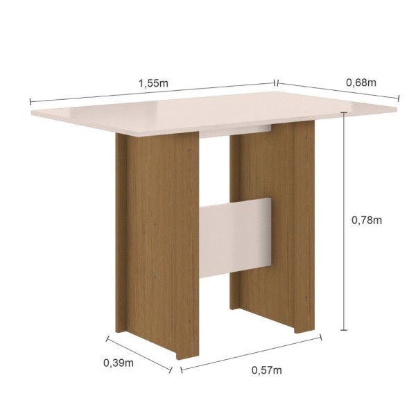 Encontraproduto.com.br - Mesa de Jantar com 4 Cadeiras Retangular Poliman Milano Carvalho e Off White
