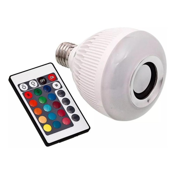 Encontraproduto.com.br - Lâmpada Musical Caixa Som 12w Bt Luz Led Rgb C/ Controle