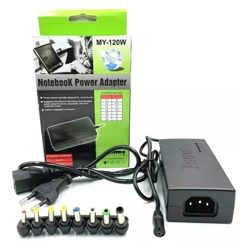 Encontraproduto.com.br - Carregador Fonte Universal P/ Notebook 120w C/ Adaptador