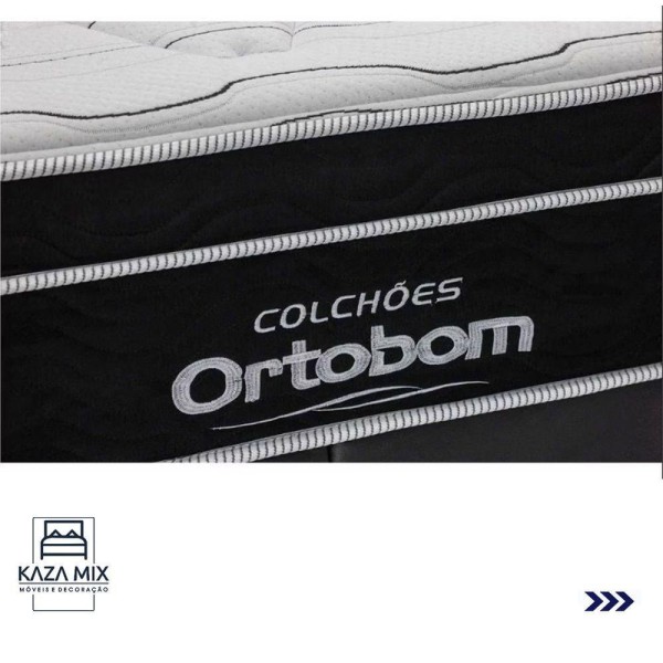 Encontraproduto.com.br - Cama Box Preto E Colchão Elegant Molas Ensacadas Solteiro Ortobom
