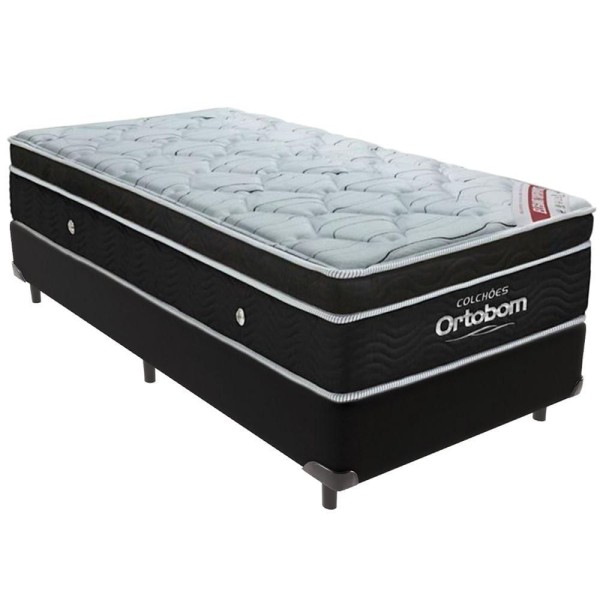 Encontraproduto.com.br - Cama Box Preto E Colchão Elegant Molas Ensacadas Solteiro Ortobom