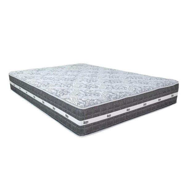 Encontraproduto.com.br - Cama Box Baú Cinza E Colchão Black Graphite Molas Ensacadas Casal Anjos