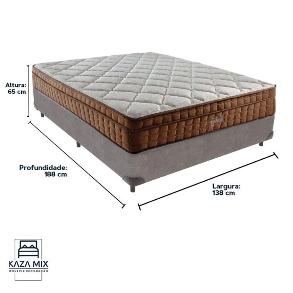 Encontraproduto.com.br - Cama Box Cinza E Colchão Anjos Star Pillow In Molas Ensacadas Casal Anjos