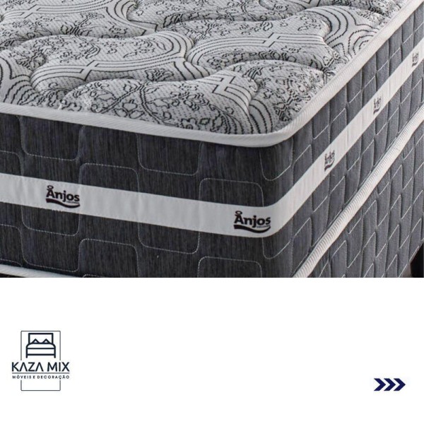 Encontraproduto.com.br - Cama Box Preto E Colchão Black Graphite Molas Ensacadas Solteiro 88x188x27 Anjos