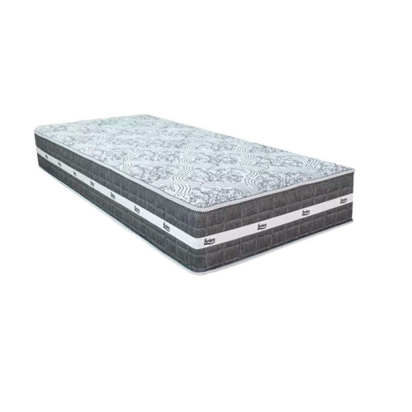 Encontraproduto.com.br - Cama Box Baú Bege E Colchão Black Graphite Molas Ensacadas Solteiro 88x188x32 Anjos