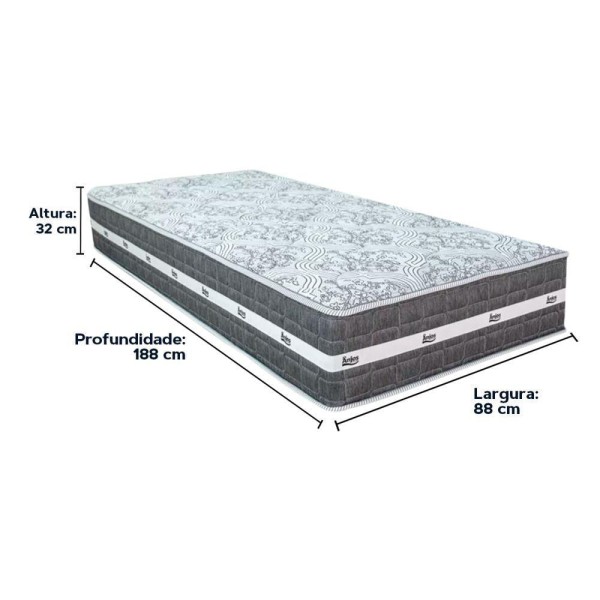 Encontraproduto.com.br - Cama Box Baú Bege E Colchão Black Graphite Molas Ensacadas Solteiro 88x188x32 Anjos