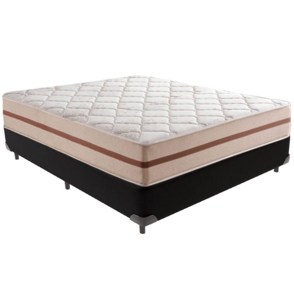 Cama Box Preto E Colchão Classic 26 Cm Molas Ensacadas Casal Anjos