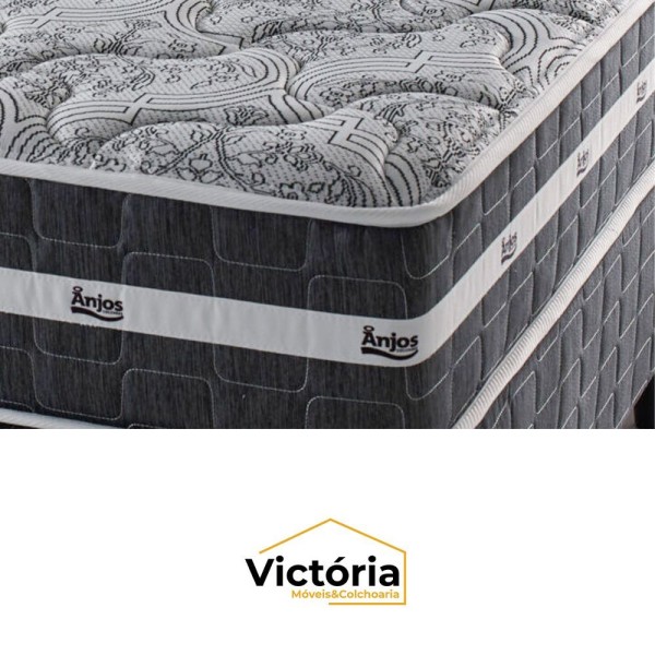 Encontraproduto.com.br - Cama Box Baú Solteiro Bege E Colchão Black Grafite Molas Ensacadas Anjos