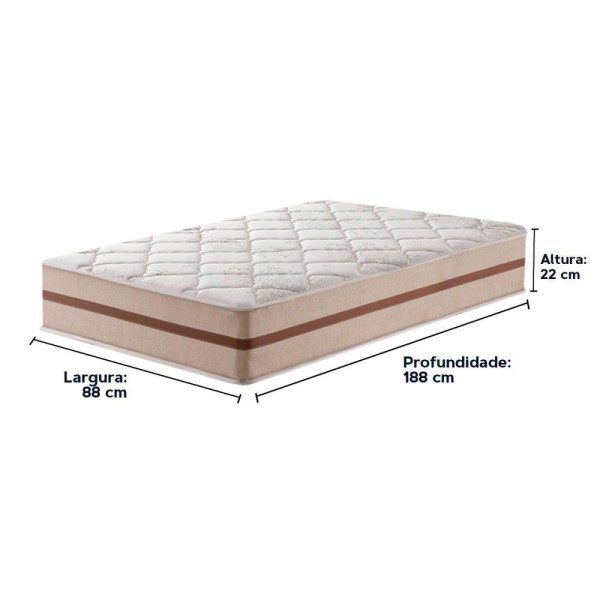 Encontraproduto.com.br - Cama Box Bege E Colchão Classic 22 Cm Molas Ensacadas Solteiro Anjos