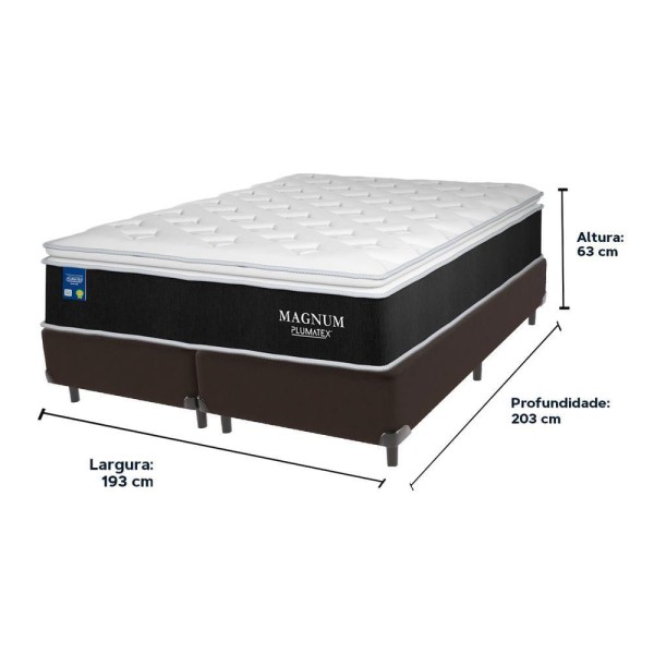 Encontraproduto.com.br - Cama Box Marrom E Colchão Magnum Molas Ensacadas King Plumatex