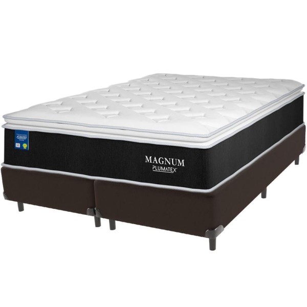 Encontraproduto.com.br - Cama Box Marrom E Colchão Magnum Molas Ensacadas King Plumatex