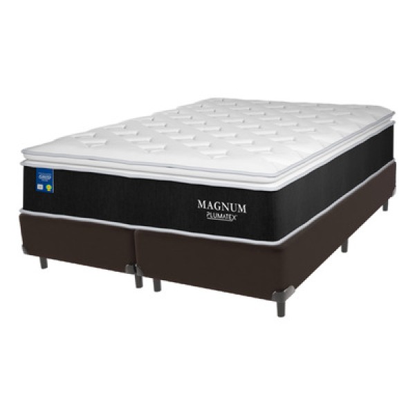 Encontraproduto.com.br - Cama Box Marrom E Colchão Magnum Molas Ensacadas King Plumatex