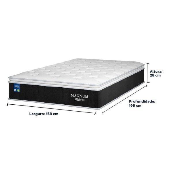 Encontraproduto.com.br - Cama Box Baú Preto E Colchão Magnum Molas Queen Plumatex