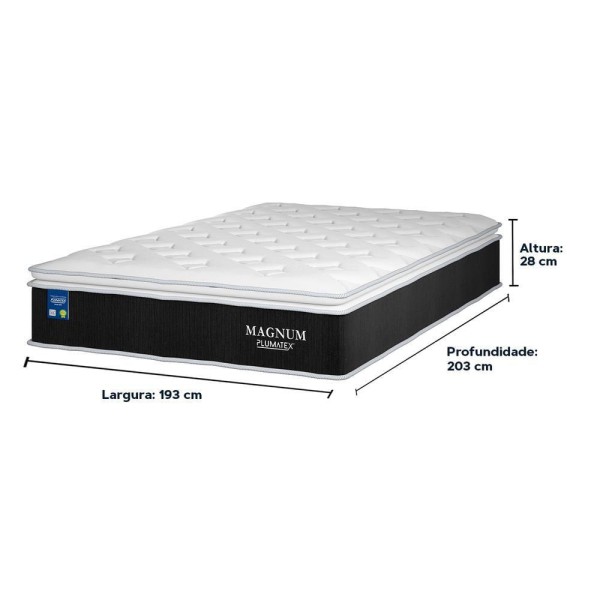 Encontraproduto.com.br - Cama Box Baú Bege E Colchão Magnum Molas Ensacadas King Plumatex