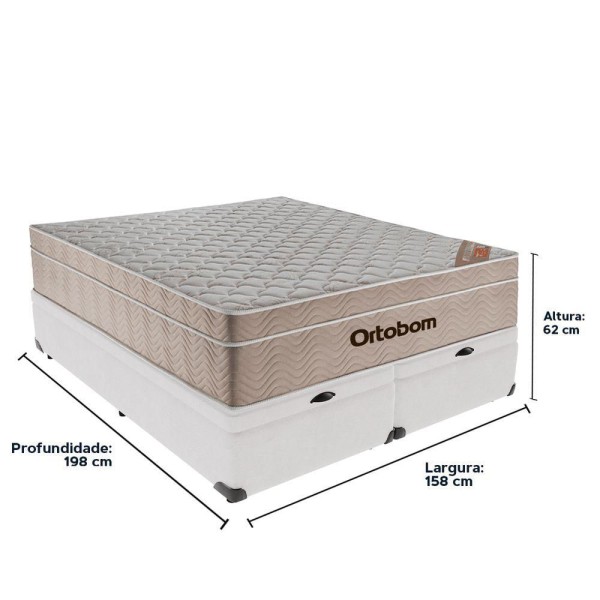 Encontraproduto.com.br - Cama Box Baú E Colchão Airtech Springpocket Molas Ensacadas Queen Ortobom Queen Branco