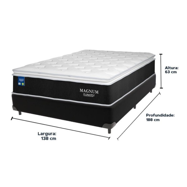 Encontraproduto.com.br - Cama Box Preto E Colchão Magnum Molas Ensacadas Casal Plumatex