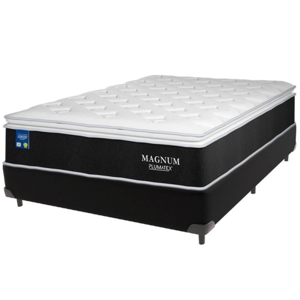 Encontraproduto.com.br - Cama Box Preto E Colchão Magnum Molas Ensacadas Casal Plumatex