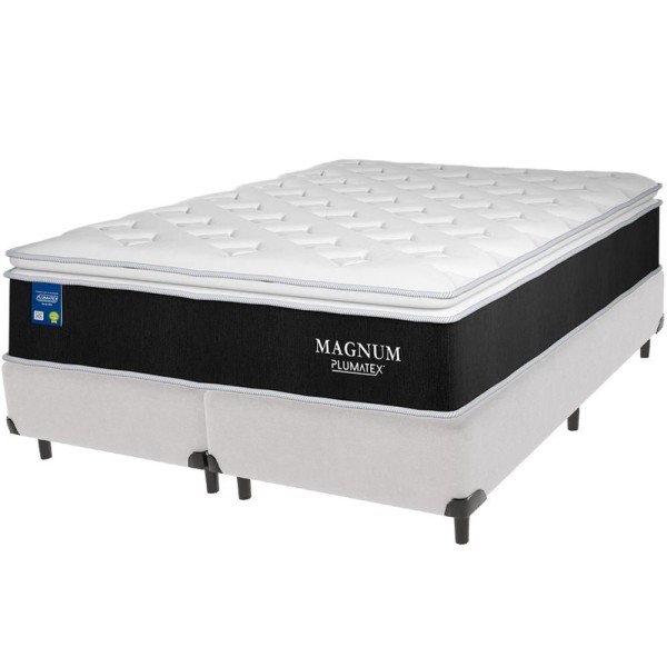Encontraproduto.com.br - Cama Box Branco E Colchão Magnum Molas Ensacadas Queen Plumatex