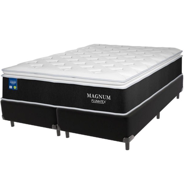 Encontraproduto.com.br - Cama Box Preto E Colchão Magnum Molas Ensacadas Queen Plumatex