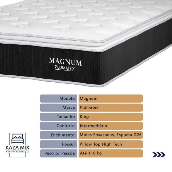 Encontraproduto.com.br - Cama Box Branco E Colchão Magnum Molas Ensacadas King Plumatex