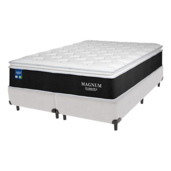Encontraproduto.com.br - Cama Box Branco E Colchão Magnum Molas Ensacadas King Plumatex