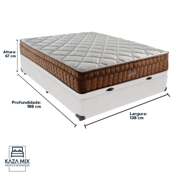 Encontraproduto.com.br - Cama Box Baú Casal Colchão Ortopédico Anjos Star Molas Cor:branco