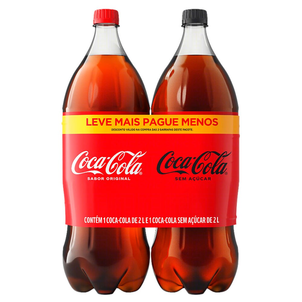 Encontraproduto.com.br - Kit Refrigerante Coca-Cola Original + Coca-Cola sem Açúcar 2l Cada Leve Mais Pague Menos