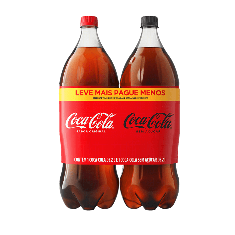 Encontraproduto.com.br - Kit Refrigerante Coca-Cola Original + Coca-Cola sem Açúcar 2l Cada Leve Mais Pague Menos