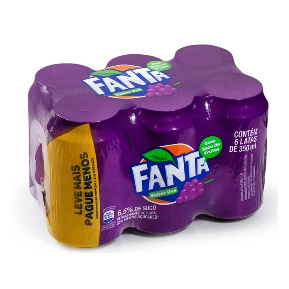 Encontraproduto.com.br - Refrigerante Fanta Uva Lata Pack com 6 unidades 350ml cada