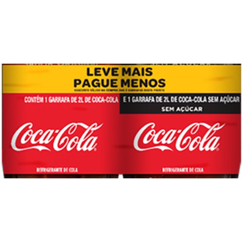 Encontraproduto.com.br - Pack Coca-Cola Original + Coca-Cola Zero Açúcar 2 Litros cada - Leve Mais Pague Menos - 2 Unidades