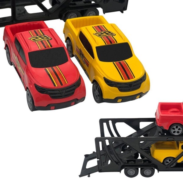 Encontraproduto.com.br - Mini Cegonheiro De Brinquedo Com 2 Carrinhos - Azul