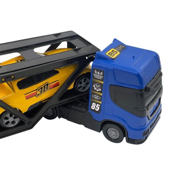 Encontraproduto.com.br - Mini Cegonheiro De Brinquedo Com 2 Carrinhos - Azul