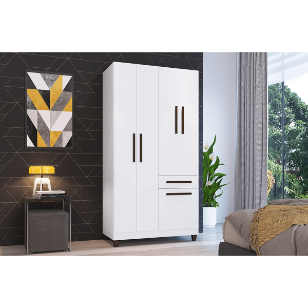 Encontraproduto.com.br - Guarda - Roupa / Roupeiro Faimec Laguna, 5 Portas, 1 Gaveta, Branco - 16015