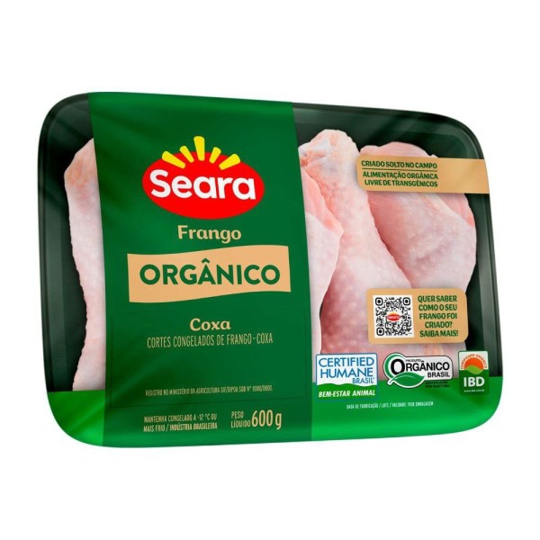 Coxa Frango Orgânico Seara Bandeja 600g