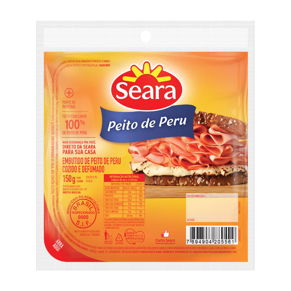 Peito de Peru Seara Fatiada 180g