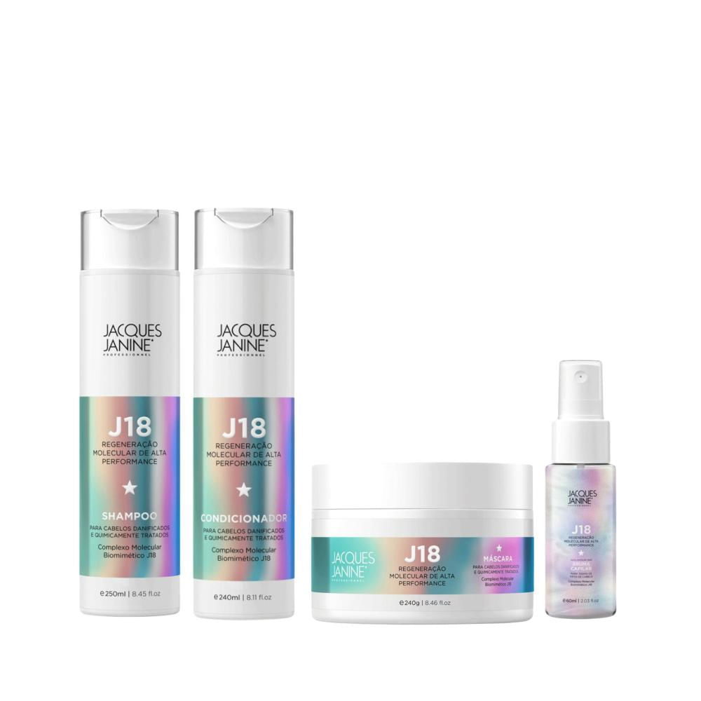 Kit Jacques Janine J18 Shampoo, Condicionador, Máscara e Bruma Capilar