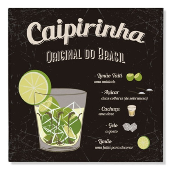 Encontraproduto.com.br - Placa decorativa Caipirinha preto Geguton
