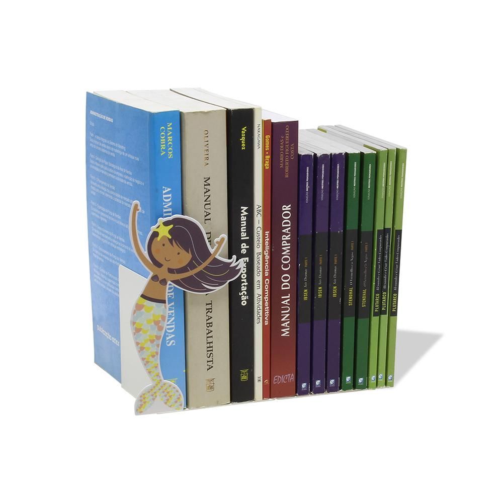 Encontraproduto.com.br - Aparador De Livros Sereia Suporte Bibliocanto Quarto Apoiador Aco Porta Jogos Escritorio