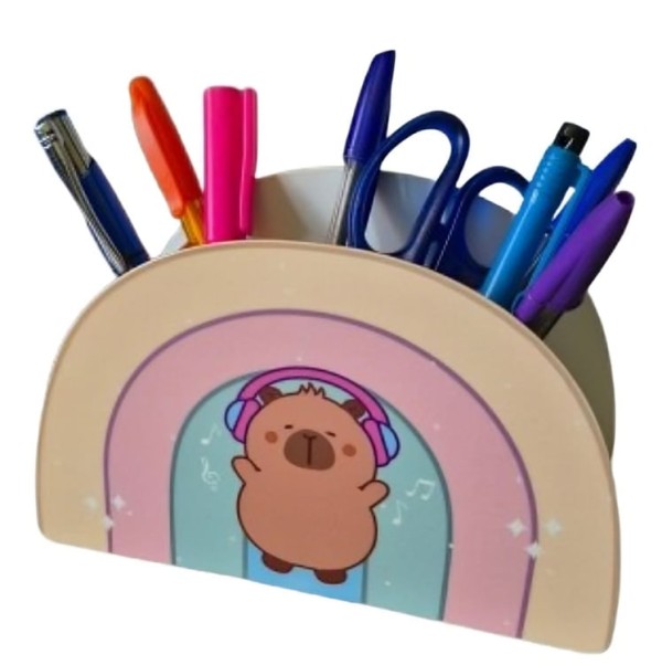 Encontraproduto.com.br - Porta Caneta Duplo Capivara Arco-Íris