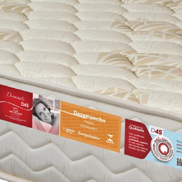 Encontraproduto.com.br - Colchão Solteiro de Espuma Orthocrin Diamante D45 - 88x188x18