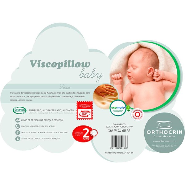 Encontraproduto.com.br - Travesseiro Infantil Orthocrin Viscopillow Viscoelástico