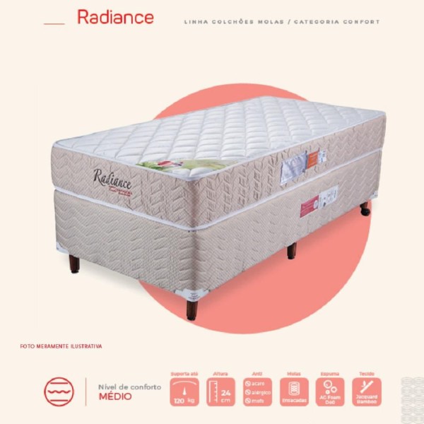 Encontraproduto.com.br - Colchão Solteiro Plus de Molas Ensacadas Orthocrin Radiance - 110x200x24