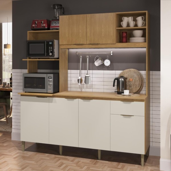 Encontraproduto.com.br - Cozinha Compacta 6 Portas 1 Gaveta com Tampo Dália New Cadorin