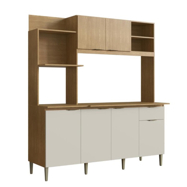 Encontraproduto.com.br - Cozinha Compacta 6 Portas 1 Gaveta com Tampo Dália New Cadorin