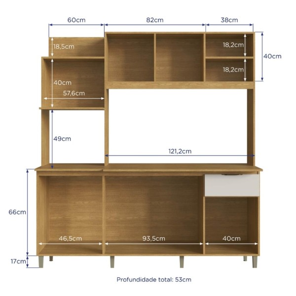 Encontraproduto.com.br - Cozinha Compacta 6 Portas 1 Gaveta com Tampo Dália New Cadorin