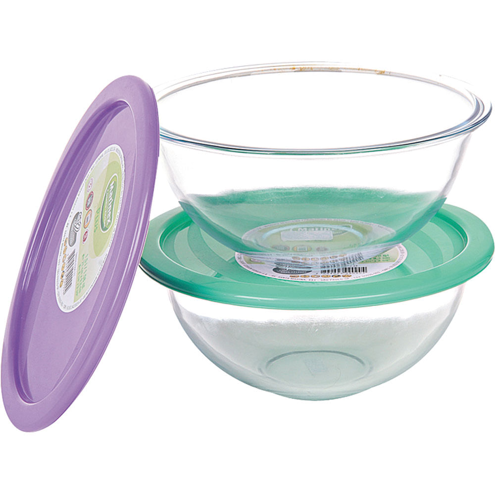 Tigela de Vidro 1,5 Litros com Tampa Marinex Plus Sortida