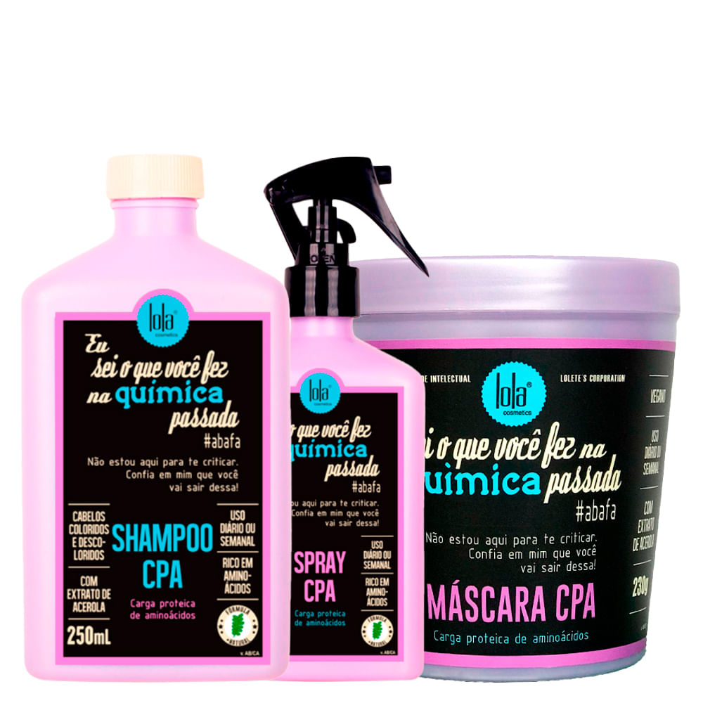 Encontraproduto.com.br - Kit Lola Cosmetics Hidratação Eu Sei o Que Você Fez na Química Passada – Shampoo 250 ml + Máscara 230 g + Tratamento em Spray 250 ml