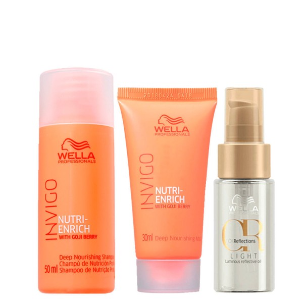 Encontraproduto.com.br - Kit Wella Professional Invigo Nutri Enrich - Shampoo 50 ml + Máscara 30 ml + Óleo Oil Reflections Light 30 ml
