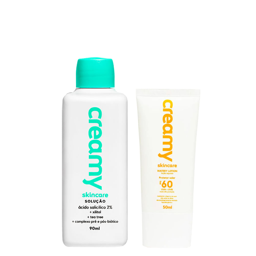 Kit Facial Creamy - Watery Lotion Protetor Solar Fps60 50 ml + Ácido Salicílico 90 ml